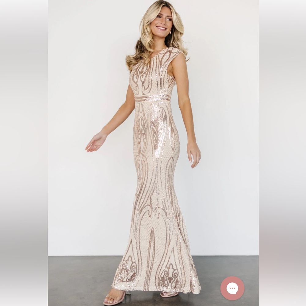 NWT Baltic Born Champagne Sequin Maxi Dress